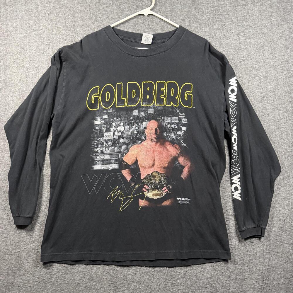 Vintage WCW Goldberg Shirt Mens Black Wrestling Long Sleeve 1998 Graphic Tee